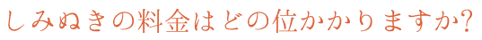 しみぬきの料金はどの位かかりますか?